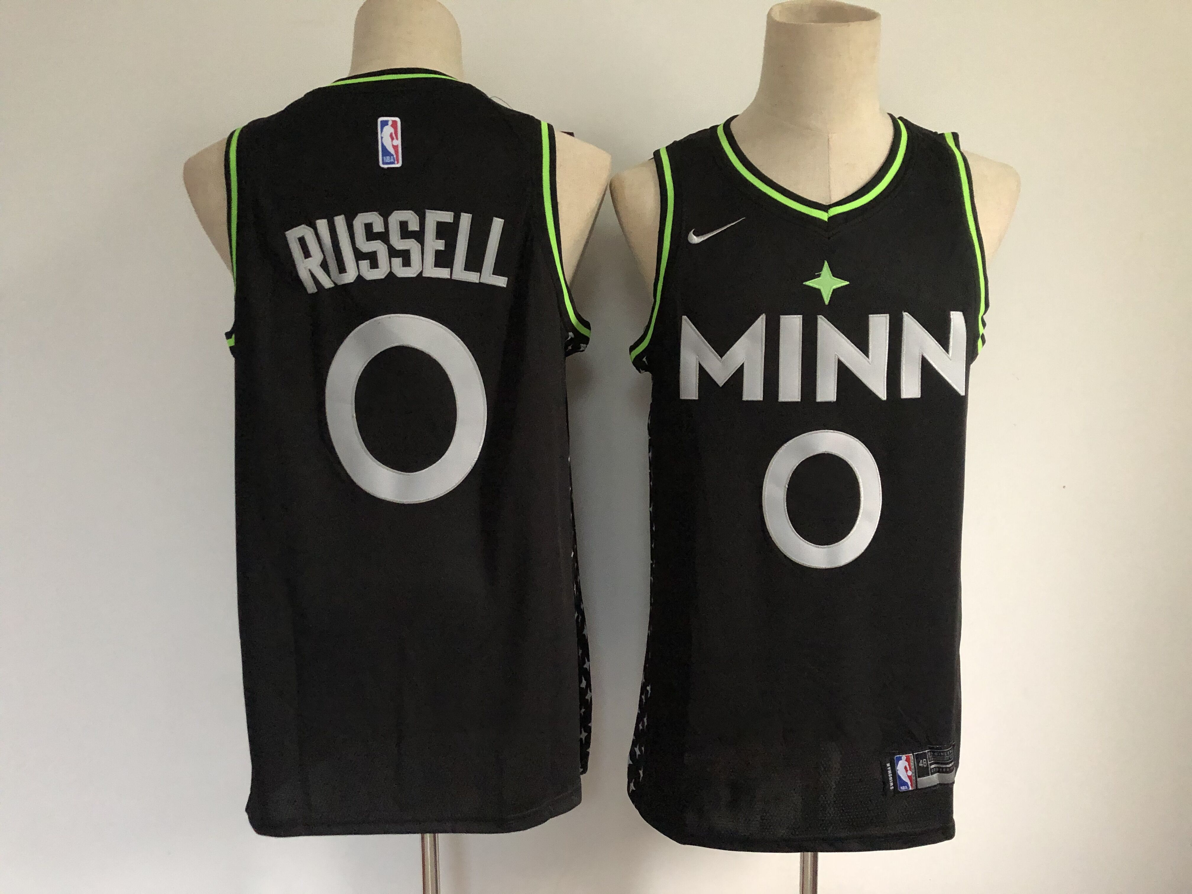 Men Minnesota Timberwolves 0 Russell Black Nike City Edition NBA Jerseys